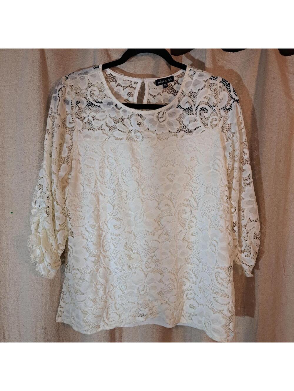 Olivia Blu White Lace Blouse XL